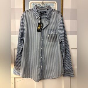 Cotton Men’s Striped Button Down Shirt Size XL